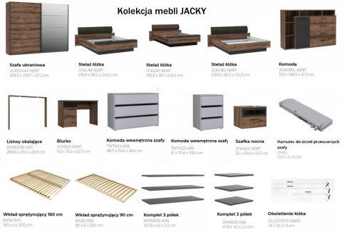Forte JACKY JCKL161-N09T Stelaż łóżka z zagłówkiem i schowkiem Brąz / Czarny Forte JACKY JCKL161-N09T Stelaż łóżka z zagłówkiem i schowkiem Brąz / Czarny