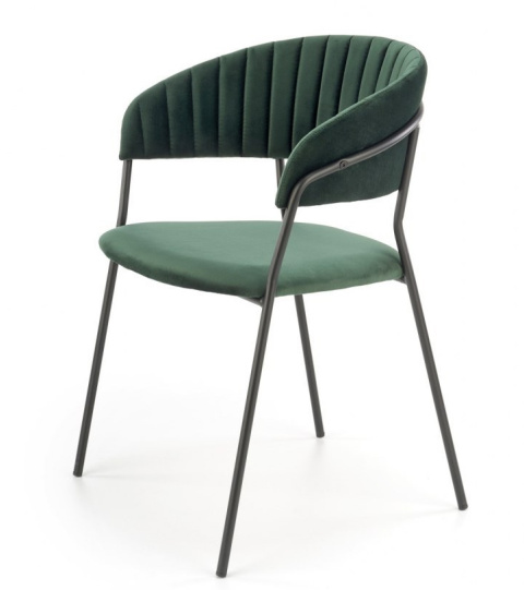 Halmar K426 krzesło do jadalni ciemny zielony tkanina velvet stelaż stal Halmar K426 krzesło do jadalni ciemny zielony tkanina velvet stelaż stal
