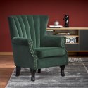 Halmar TITAN fotel wypoczynkowy ciemny zielony tkanina velvet / drewno