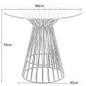 Intesi Stół Cage okrągły fi80 blat szkło transparentny podstawa metal malowany proszkowo czarny do salonu lokalu jadalni