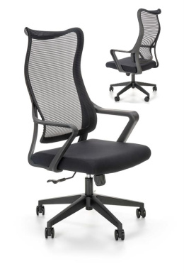 Halmar LORETO fotel obrotowy, czarny - krzesło biurowe do biurka, pracowni, gabinetu, TILT