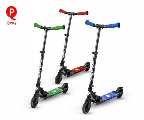 Qplay Hulajnoga Scooter Jeździk Honeycomb Blue Niebieska składana światła LED regulowana wysokość kierownicy hamulec 3 lata+ Qplay Hulajnoga Scooter Jeździk Honeycomb Blue Niebieska składana światła LED regulowana wysokość kierownicy hamulec 3 lata+