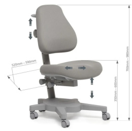 Solidago Grey - Krzesełko z regulacją wysokości + podłokietniki FunDesk