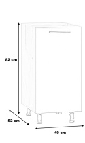 Halmar VENTO D-40/82 szafka kuchenna dolna front: antracyt - korpus dąb craft - stojąca szafka kuchenna - regulowane nóżki