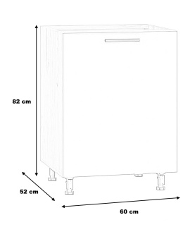 Halmar VENTO D-60/82 szafka kuchenna dolna front: antracyt - korpus dąb craft - stojąca szafka kuchenna - regulowane nóżki