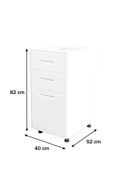 Halmar VENTO D3S-40/82 szafka kuchenna dolna z szufladami, mechanizm Hettich front: biały