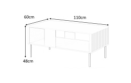 HALMAR ława ASENSIO LAW-1 jasny popiel płyta meblowa laminowana nogi metal czarny z półką do salonu