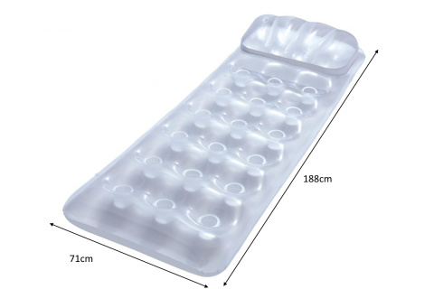 Bestway Bestway 43024 DMUCHANY MATERAC 188cm x 71cm winylowy z poduszką 2 komory powietrzne Przezroczysty Bestway Bestway 43024 DMUCHANY MATERAC 188cm x 71cm winylowy z poduszką 2 komory powietrzne Przezroczysty