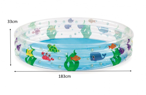 Bestway Bestway 51005 BASENIK DMUCHANY PRZEZROCZYSTY OKRĄGŁY NURKOWANIE 183cm x 33cm 480L trzy pierścienie zwierzątka morskie Bestway Bestway 51005 BASENIK DMUCHANY PRZEZROCZYSTY OKRĄGŁY NURKOWANIE 183cm x 33cm 480L trzy pierścienie zwierzątka morskie