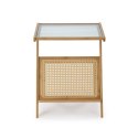 HALMAR ława stolik FLORA blat szkło transparentny lite drewno bambusowe rattan naturalny do salonu pokoju recepcji