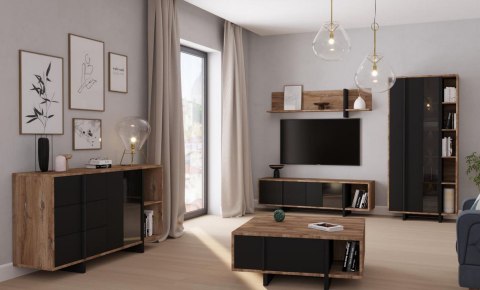 Forte JOKKAZ JKZB01R-M559 Półka wisząca na książki, dekoracje, zdjęcia, Dąb / Czarny Forte JOKKAZ JKZB01R-M559 Półka wisząca na książki, dekoracje, zdjęcia, Dąb / Czarny