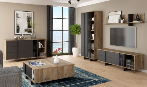 Forte JOKKAZ TBLT7029-M559 Stół rozkładany 160 x 90 Dąb / Czarny Forte JOKKAZ TBLT7029-M559 Stół rozkładany 160 x 90 Dąb / Czarny
