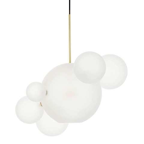 King Home Lampa wisząca CAPRI 6 biała / złota kuliste klosze szklane anodowane aluminium przypomina bańki mydlane King Home Lampa wisząca CAPRI 6 biała / złota kuliste klosze szklane anodowane aluminium przypomina bańki mydlane