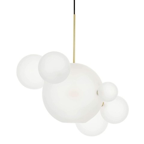 King Home Lampa wisząca CAPRI 6 biała / złota kuliste klosze szklane anodowane aluminium przypomina bańki mydlane King Home Lampa wisząca CAPRI 6 biała / złota kuliste klosze szklane anodowane aluminium przypomina bańki mydlane