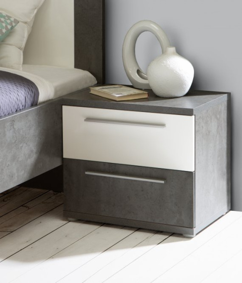 Meble Forte JULIETTA JLTK022-C286 Szafka nocna, Szary/Biały Meble Forte JULIETTA JLTK022-C286 Szafka nocna, Szary/Biały