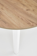 HALMAR stół RINGO okrągły rozkładany kolor blat dąb craft nogi - biały (102-142x102x76 cm) płyta meblowa okleinowana