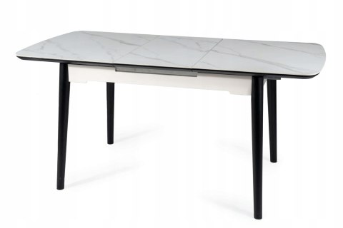 STÓŁ APOLLO ROZKŁADANY MDF + CERAMIKA EFEKT MARMURU BIAŁY MAT / CZARNY STELAŻ DREWNO 120(160)X80 SIGNAL STÓŁ APOLLO ROZKŁADANY MDF + CERAMIKA EFEKT MARMURU BIAŁY MAT / CZARNY STELAŻ DREWNO 120(160)X80 SIGNAL