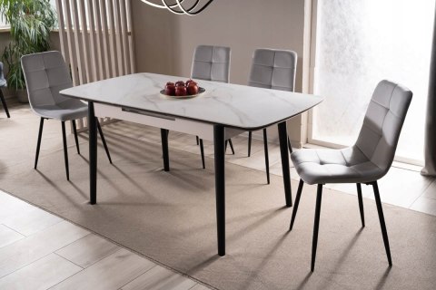 STÓŁ APOLLO ROZKŁADANY MDF + CERAMIKA EFEKT MARMURU BIAŁY MAT / CZARNY STELAŻ DREWNO 120(160)X80 SIGNAL STÓŁ APOLLO ROZKŁADANY MDF + CERAMIKA EFEKT MARMURU BIAŁY MAT / CZARNY STELAŻ DREWNO 120(160)X80 SIGNAL