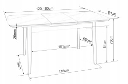 STÓŁ APOLLO ROZKŁADANY MDF + CERAMIKA EFEKT MARMURU BIAŁY MAT / CZARNY STELAŻ DREWNO 120(160)X80 SIGNAL