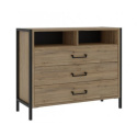 Forte ORIENTAL TREE HUDK212-M524 Komoda półki, szuflady Dąb Bartex / Czarny Forte ORIENTAL TREE HUDK212-M524 Komoda półki, szuflady Dąb Bartex / Czarny