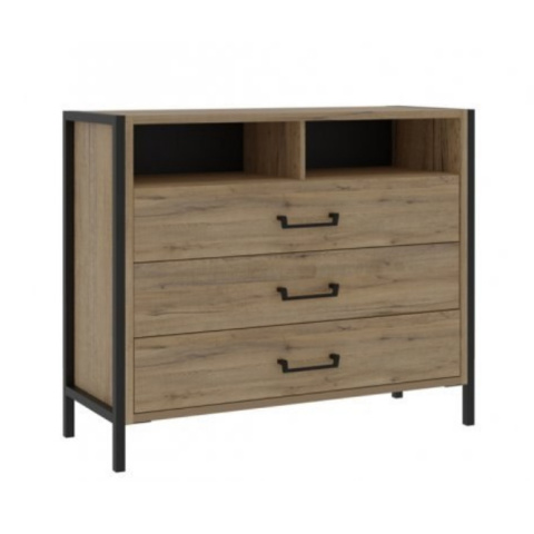 Forte ORIENTAL TREE HUDK212-M524 Komoda półki, szuflady Dąb Bartex / Czarny Forte ORIENTAL TREE HUDK212-M524 Komoda półki, szuflady Dąb Bartex / Czarny