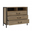 Forte ORIENTAL TREE HUDK212-M524 Komoda półki, szuflady Dąb Bartex / Czarny Forte ORIENTAL TREE HUDK212-M524 Komoda półki, szuflady Dąb Bartex / Czarny
