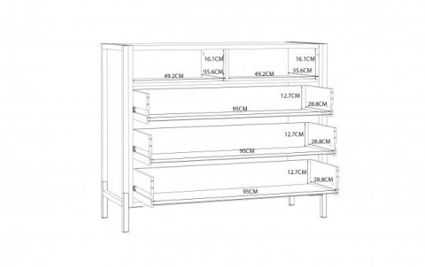 Forte ORIENTAL TREE HUDK212-M524 Komoda półki, szuflady Dąb Bartex / Czarny Forte ORIENTAL TREE HUDK212-M524 Komoda półki, szuflady Dąb Bartex / Czarny