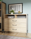 Forte ORIENTAL TREE HUDK212-M524 Komoda półki, szuflady Dąb Bartex / Czarny Forte ORIENTAL TREE HUDK212-M524 Komoda półki, szuflady Dąb Bartex / Czarny