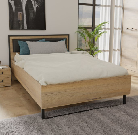 Forte ORIENTAL TREE HUDL1122-M525 Łóżko, stelaż z zagłówkiem Dąb Bartex / Czarny Forte ORIENTAL TREE HUDL1122-M525 Łóżko, stelaż z zagłówkiem Dąb Bartex / Czarny