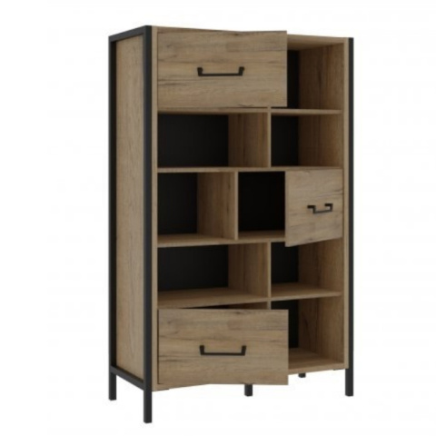 Forte ORIENTAL TREE HUDR424-M524 Regał - szafki, półki, Dąb Bartex / Czarny Forte ORIENTAL TREE HUDR424-M524 Regał - szafki, półki, Dąb Bartex / Czarny