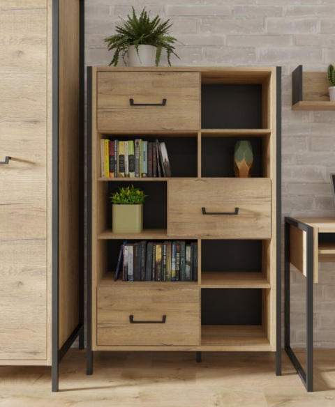 Forte ORIENTAL TREE HUDR424-M524 Regał - szafki, półki, Dąb Bartex / Czarny Forte ORIENTAL TREE HUDR424-M524 Regał - szafki, półki, Dąb Bartex / Czarny