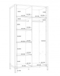 Forte ORIENTAL TREE HUDS822-M524 Szafa ubraniowa, dwudrzwiowa, Dąb Bartex / Czarny