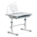 Fressia Grey - Regulowane biurko Cubby w zestawie lampa i stojak na książki - Fun Desk Fressia Grey - Regulowane biurko Cubby w zestawie lampa i stojak na książki - Fun Desk