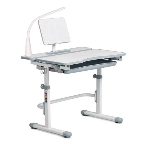 Fressia Grey - Regulowane biurko Cubby w zestawie lampa i stojak na książki - Fun Desk Fressia Grey - Regulowane biurko Cubby w zestawie lampa i stojak na książki - Fun Desk