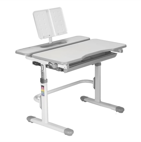 Fressia Grey - Regulowane biurko Cubby w zestawie lampa i stojak na książki - Fun Desk Fressia Grey - Regulowane biurko Cubby w zestawie lampa i stojak na książki - Fun Desk