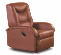 Halmar JEFF fotel wypoczynkowy rozkładany brązowy ekoskóra