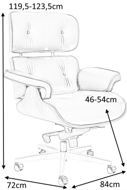 FOTEL BIUROWY OBROTOWY LOUNGE GUBERNATOR BIG XL FUNKCJA BUJANIA REGULACJA WYSOKOŚCI skóra naturalna CZARNA / ORZECH King Home