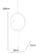 King Home Lampa wisząca LORO 1 CIRCLE - LED złota metal klosz w kształcie ptaka tworzywo PP biały