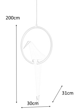 King Home Lampa wisząca LORO 1 CIRCLE - LED złota metal klosz w kształcie ptaka tworzywo PP biały