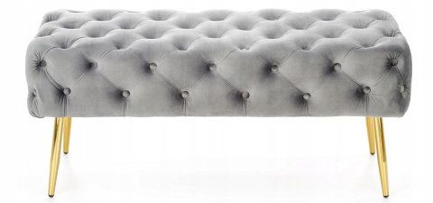 ŁAWKA PUFA ATHENA HALMAR TAPICERKA TKANINA VELVET POPIELATY / NOGI ZŁOTY STAL CHROMOWANA 100x45 ŁAWKA PUFA ATHENA HALMAR TAPICERKA TKANINA VELVET POPIELATY / NOGI ZŁOTY STAL CHROMOWANA 100x45
