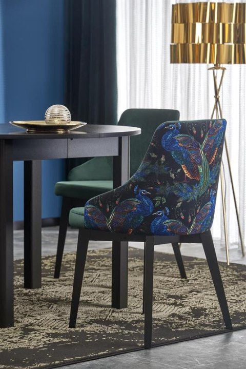HALMAR stół RINGO okrągły kolor blat czarny, nogi - czarny (102-142x102x76 cm) płyta meblowa okleinowana MDF okleinowany HALMAR stół RINGO okrągły kolor blat czarny, nogi - czarny (102-142x102x76 cm) płyta meblowa okleinowana MDF okleinowany