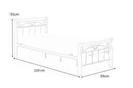 Halmar łóżko VERONICA 90x200 cm drewno lite czereśnia ant./czarny stal malowana