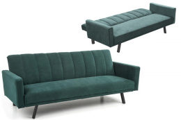 Halmar sofa kanapa rozkładana ARMANDO tapicerowana ciemny zielony tkanina velvet stal malowana proszkowo dekoracyjne przeszycia