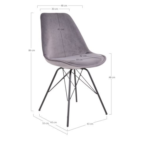 Intesi Krzesło Oslo Velvet szare Intesi Krzesło Oslo Velvet szare