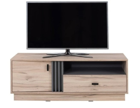 Szafka RTV Komoda z szufladą i półkami do salonu Allmo Meblar AL5 Dąb estana Antracyt płyta laminowana Szafka RTV Komoda z szufladą i półkami do salonu Allmo Meblar AL5 Dąb estana Antracyt płyta laminowana