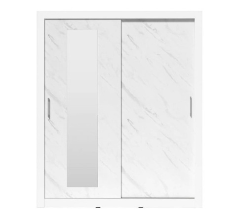 SZAFA DWUDRZWIOWA Z LUSTREM BIAŁY LUX / MARMUR BIANCO MEBLAR IN BOX INBX180 DRZWI PRZESUWNE DWA DRĄŻKI PÓŁKI PŁYTA LAMINOWANA SZAFA DWUDRZWIOWA Z LUSTREM BIAŁY LUX / MARMUR BIANCO MEBLAR IN BOX INBX180 DRZWI PRZESUWNE DWA DRĄŻKI PÓŁKI PŁYTA LAMINOWANA