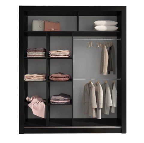 SZAFA Z LUSTREM CZARNY / BLACK ROYAL MEBLAR IN BOX INBX180 PŁYTA LAMINOWANA DRĄŻKI PÓŁKI DRZWI PRZESUWNE DO SYPIALNI PRZEDPOKOJU SZAFA Z LUSTREM CZARNY / BLACK ROYAL MEBLAR IN BOX INBX180 PŁYTA LAMINOWANA DRĄŻKI PÓŁKI DRZWI PRZESUWNE DO SYPIALNI PRZEDPOKOJU