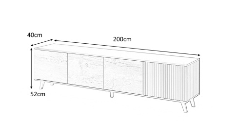 HALMAR stolik szafka RTV RANDOM RTV-3 200 cm dąb wotan/czarny MDF płyta meblowa okleinowany tworzywo PP do salonu HALMAR stolik szafka RTV RANDOM RTV-3 200 cm dąb wotan/czarny MDF płyta meblowa okleinowany tworzywo PP do salonu
