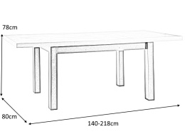 STÓŁ PRESTO ROZKŁADANY SIGNAL DĄB ARTISAN / CZARNY 140(218)X80 PROSTOKĄTNY PŁYTA LAMINOWANA BLAT I WKŁADKI POGRUBIANE PO BRZEGU