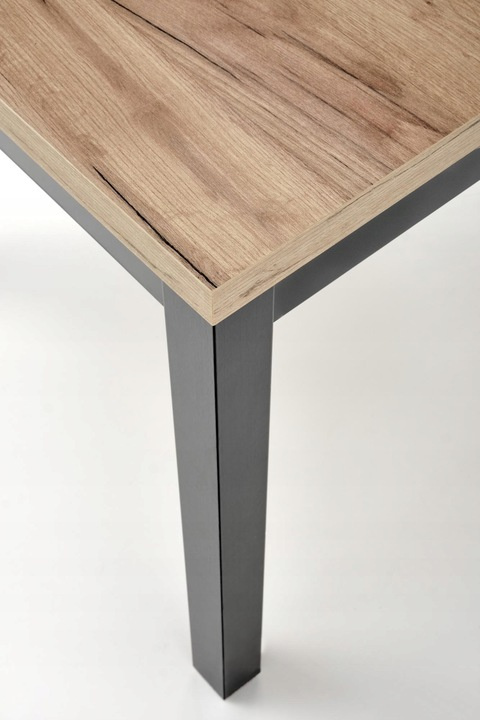 HALMAR stół TIAGO KWADRAT rozkładany 90-125x90 blat: dąb craft nogi: czarny MDF laminowany obrzeża ABS do jadalni kuchni HALMAR stół TIAGO KWADRAT rozkładany 90-125x90 blat: dąb craft nogi: czarny MDF laminowany obrzeża ABS do jadalni kuchni